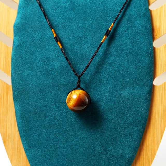 Tiger Eye Stone Pendant Necklace