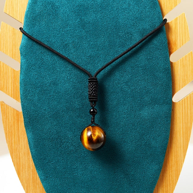 Tiger Eye Stone Pendant Necklace